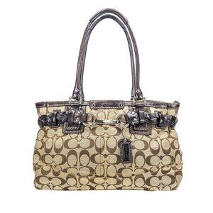 COACH Hampton S Monogram Chocolate Braided Leather Shoulder Bag - G1032-F15665